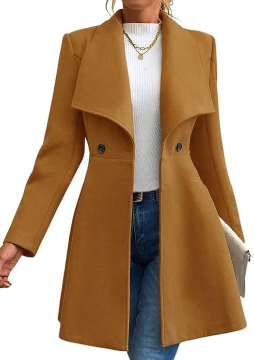 Street-wave Women's Transitional Coat With Wide Lapel And Double-Breasted Button Placket For Modern Wardrobe