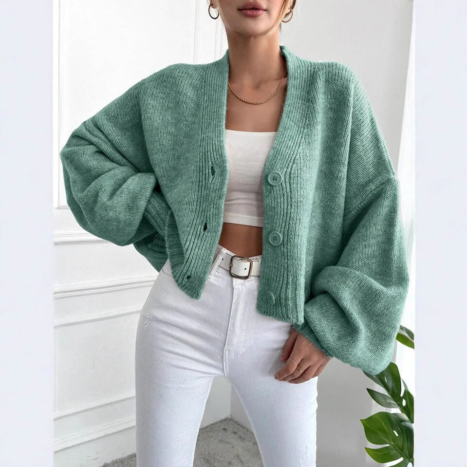 Street-wave Women's Oversized Knit Cardigan With Button Design For Everyday Comfort