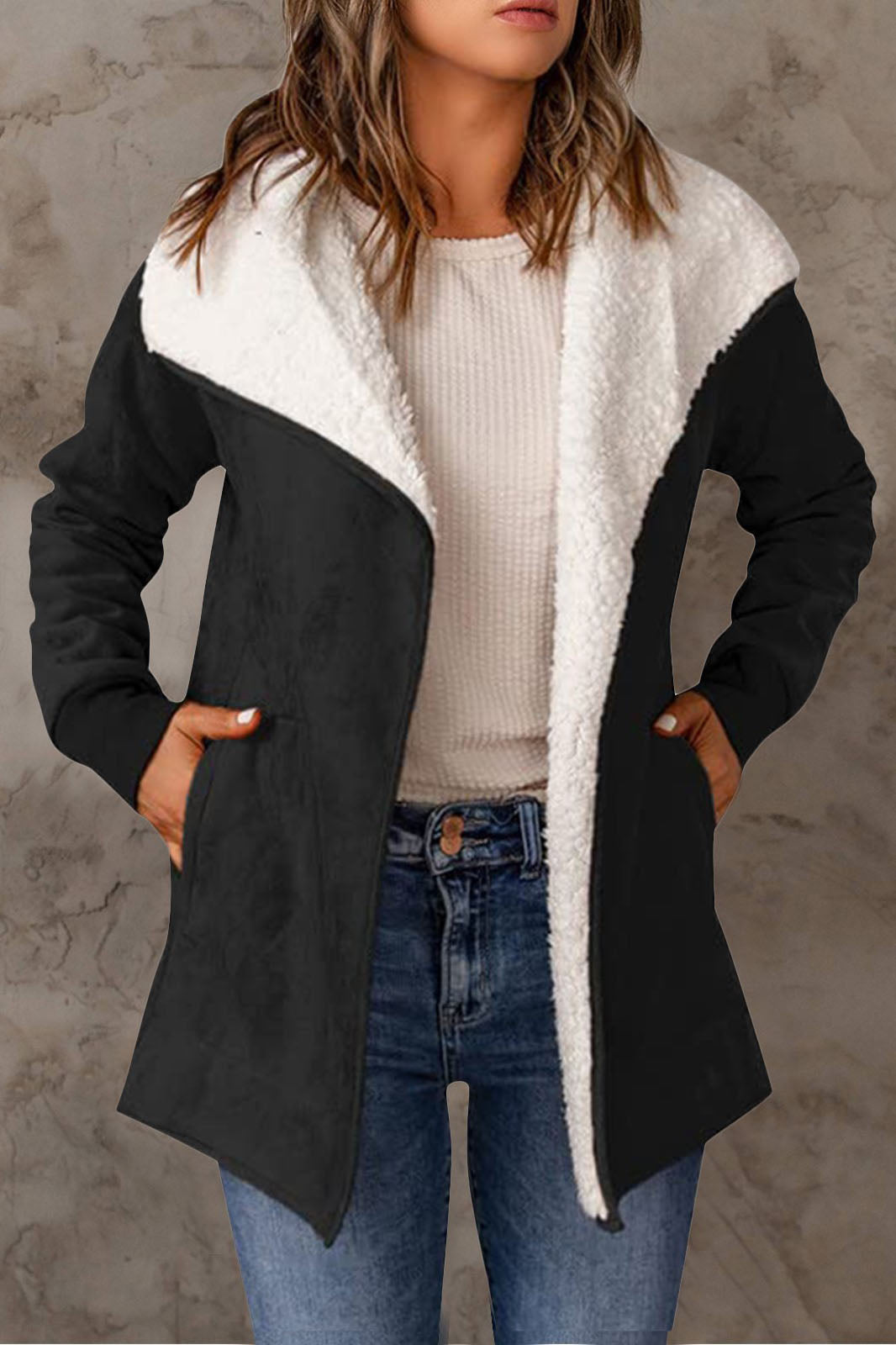 Street Wave Reversible Leather Shearling Jacket for Women Warm Cozy Lambswool Comfort