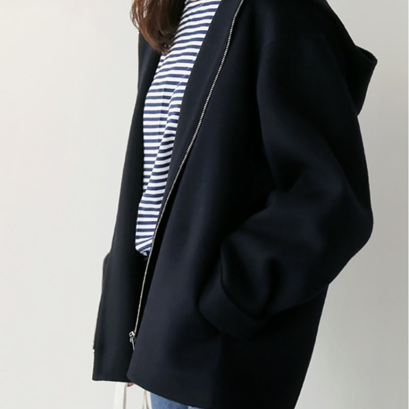 Womens Cozy Hoodie Jacket Street Wave Soft Elegant Hooded Outerwear For Everyday Comfort And Style