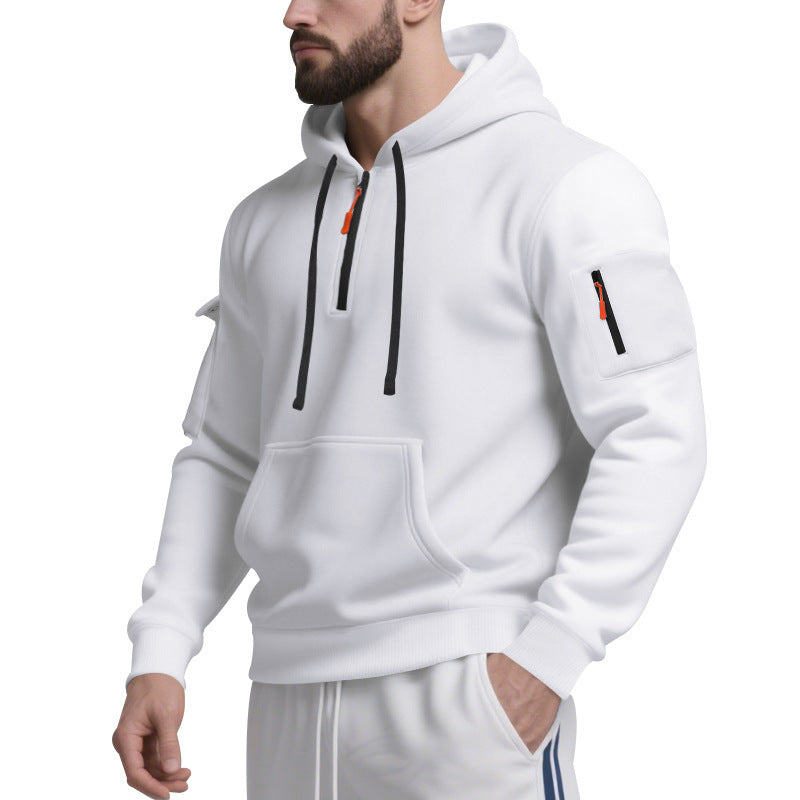 Street-Wave Men Zip Hoodie With Breathable Fabric Front Zip Side Pockets For Active Comfort All Day