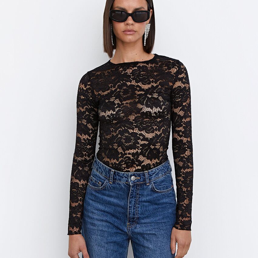 Street-Wave Lace Top For Women Delicate Sheer Lace Feminine Elegant Everyday Essential