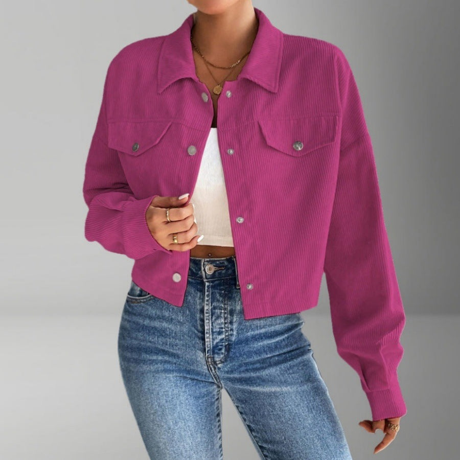 Street-wave Corduroy Short Jacket For Women Soft Fabric Chic Versatile Streetwear