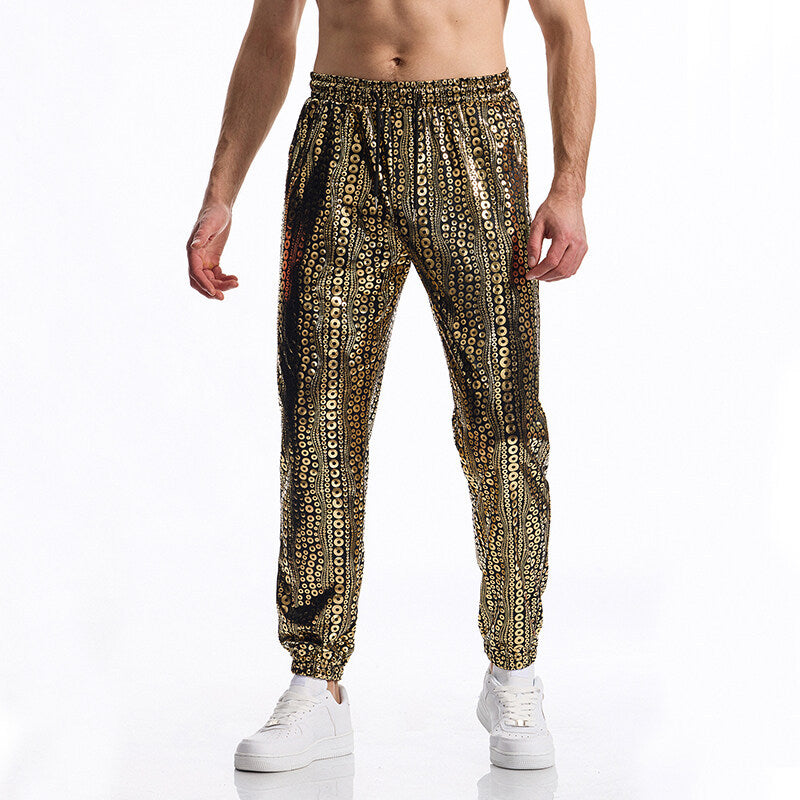 Street-Wave Mens Sequin Party Pants Showstopper Shine Lightweight Comfort For Festive Nights And Bold Looks