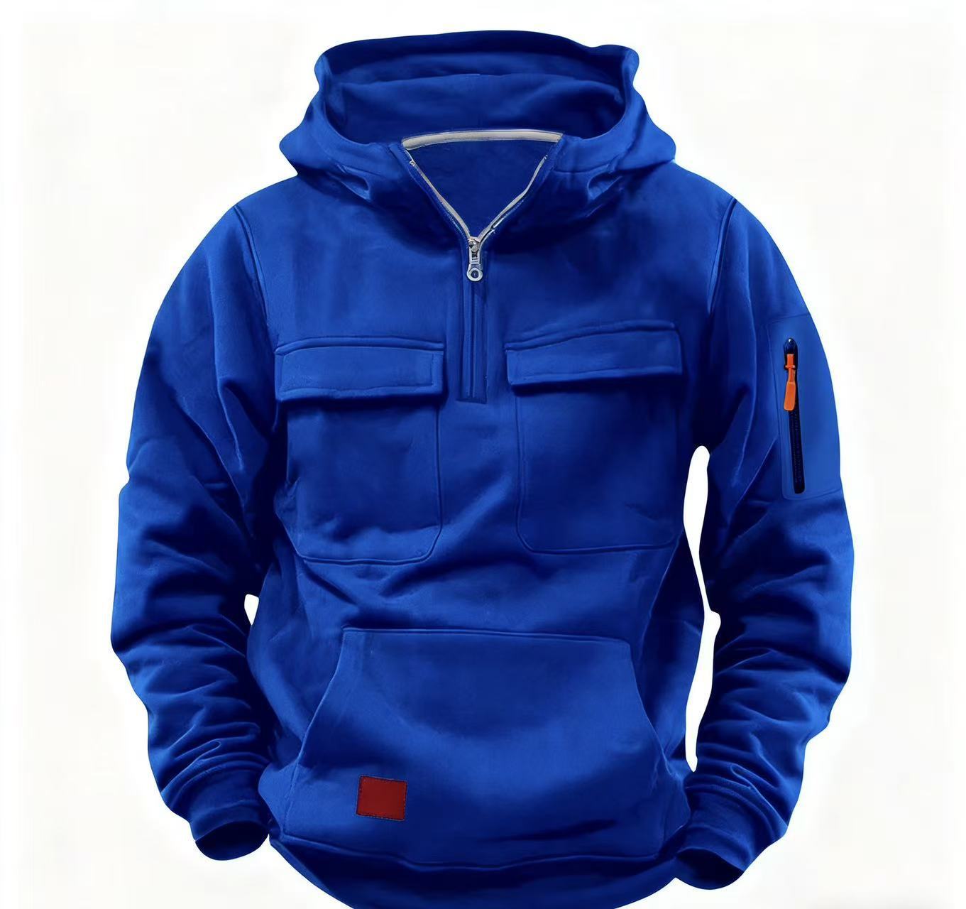 Street-Wave Men's Functional Hooded Zip Jacket With Practical Pockets For Active Men