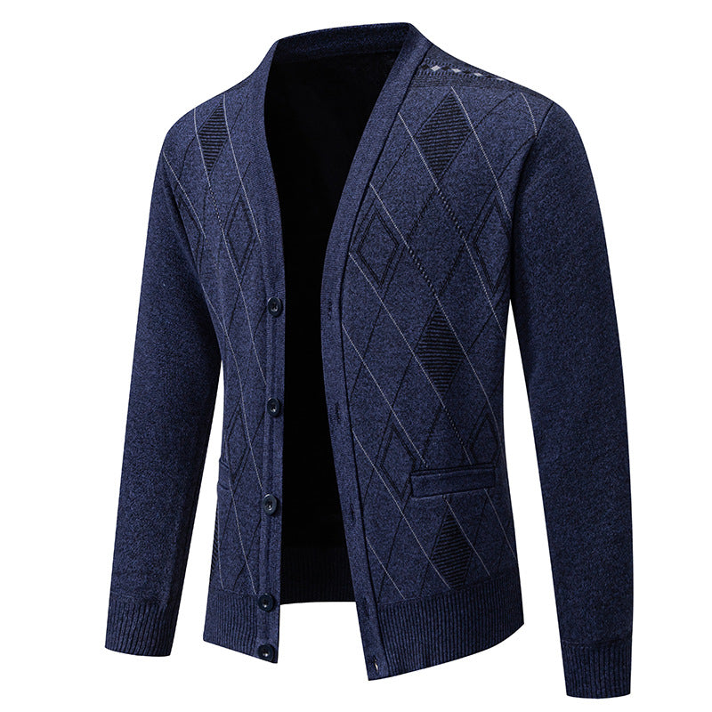 Mens Cardigan With Elegant Diamond Knit From Street-wave For Stylish Men Office Smart Casual Wear