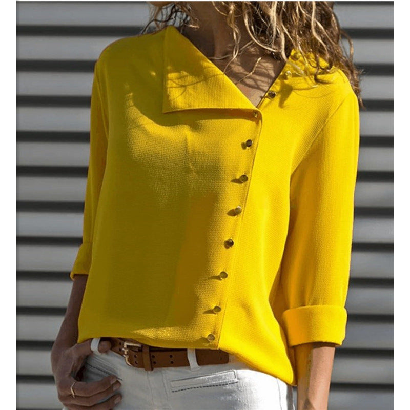 Street-wave Women Button-Up Relaxed Fit Blouse Breathable Lightweight For Work And Casual