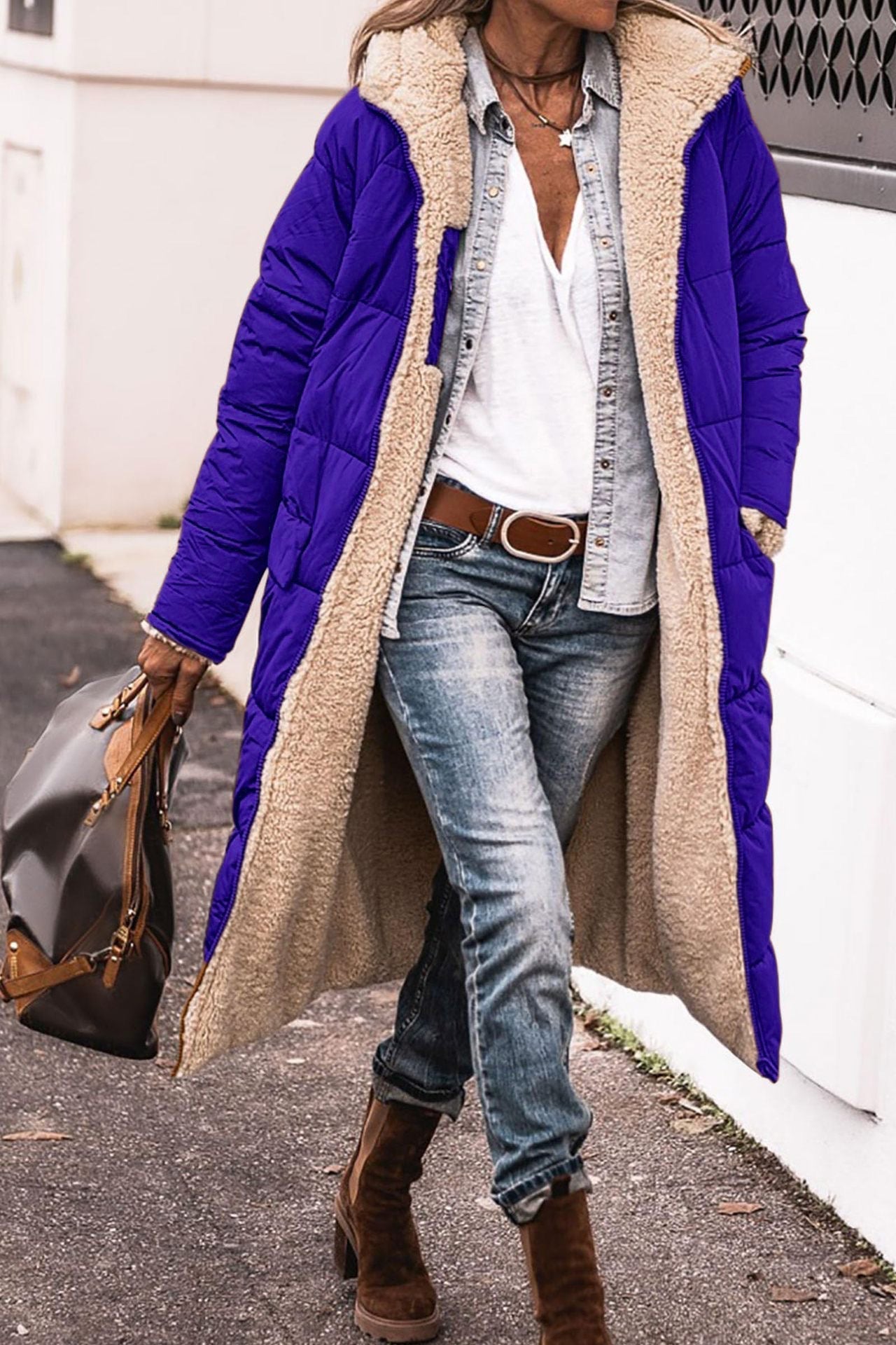 Street-wave Women's Long Puffer Coat With Luxurious Inner Fleece Lining and Warm Polyester Insulation
