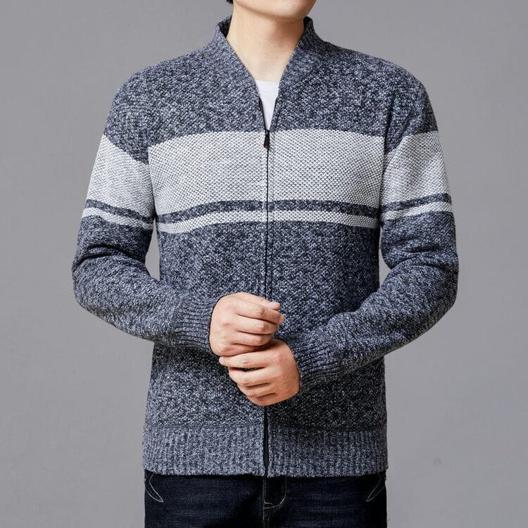 Mens Knit Cardigan With Modern Zip By Street-wave Structured Design Premium Cotton
