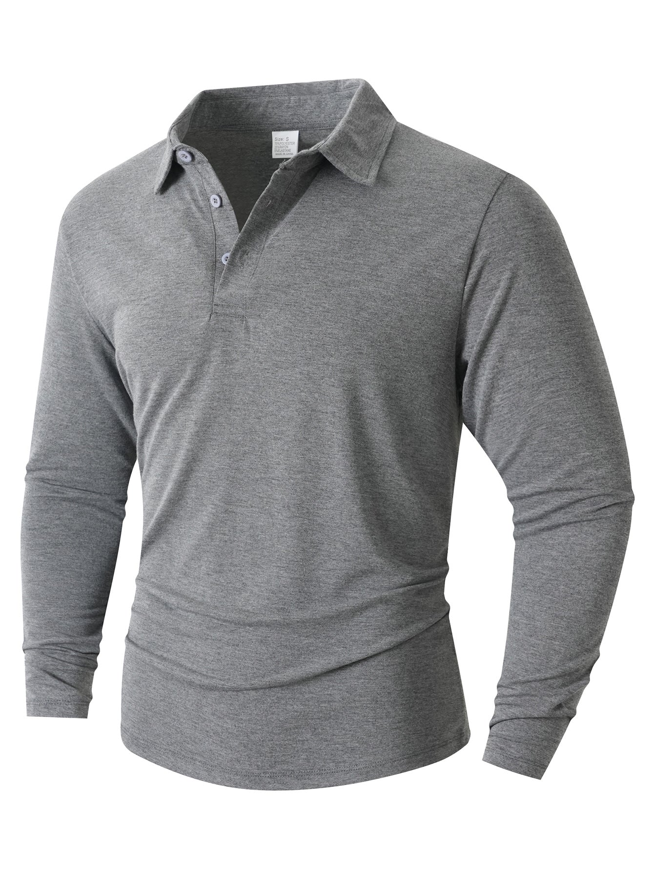 Street Wave Mens Long Sleeve Polo Shirt With Modern Fit For Everyday All Day Comfort