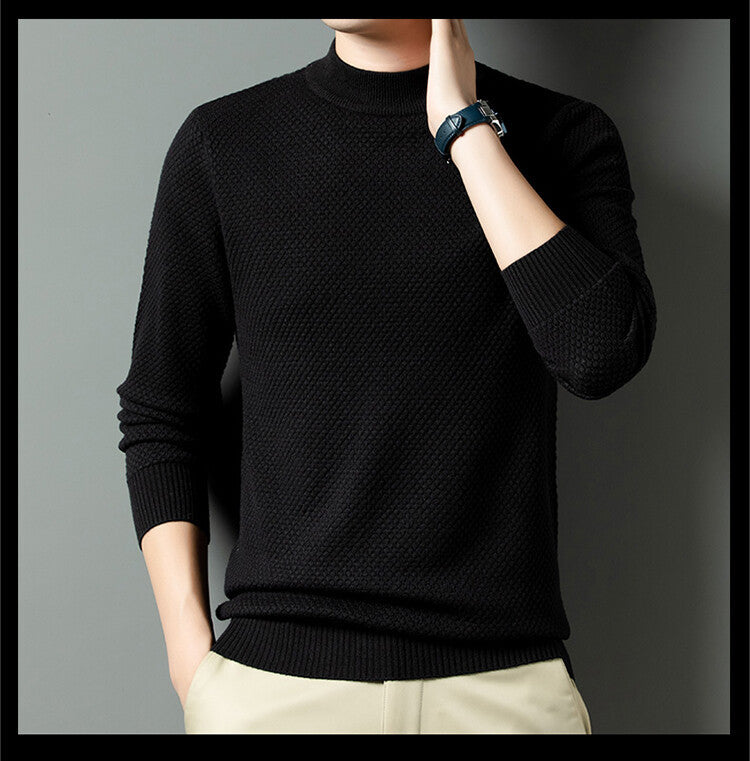 Street-Wave Mens Textured Knit Sweater Modern Design With Structured Pattern For Stylish Men Everyday Comfort