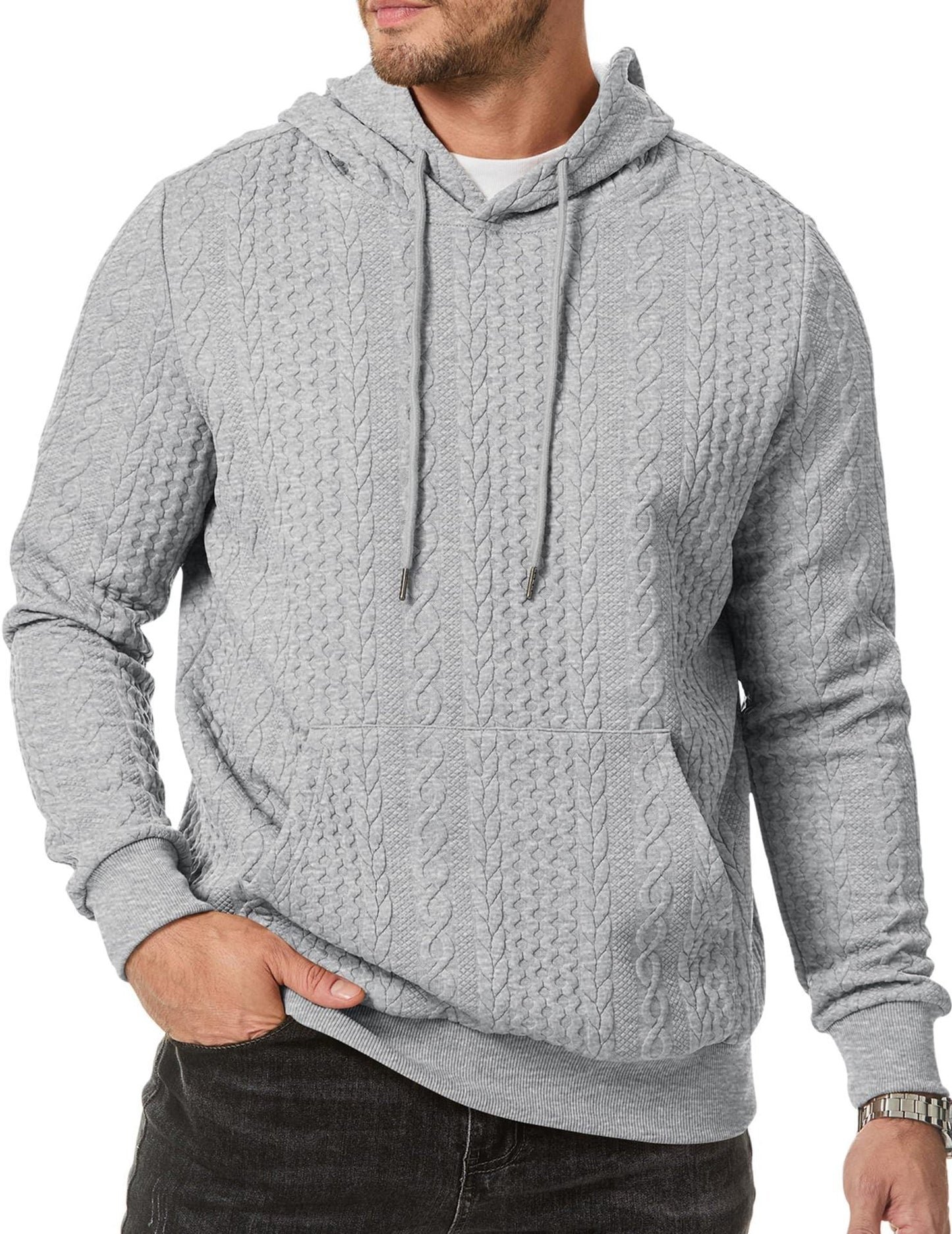 Men's Cable Knit Hoodie Street-Wave With Structured Knit For Premium Comfort And Warmth