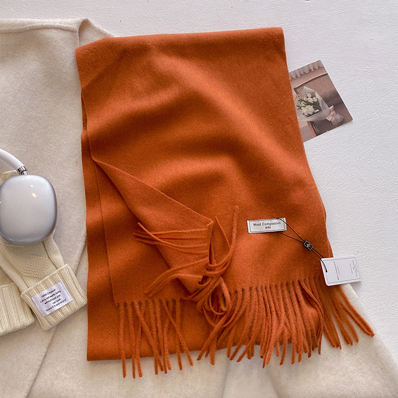 Women's Plain Tassel Scarf with Soft Fabric and Versatile Style