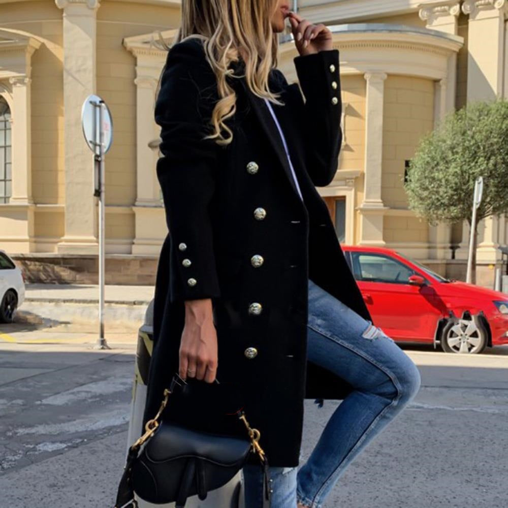 Street-Wave Womens Double-Breasted Wool Coat With Elegant Details For Women Timeless Chic