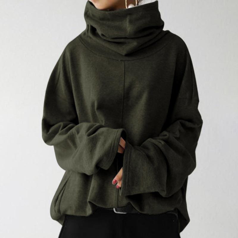 Turtleneck Sweater Street-wave for Women Grey Oversized Cozy Knit Chic Everyday Warmth