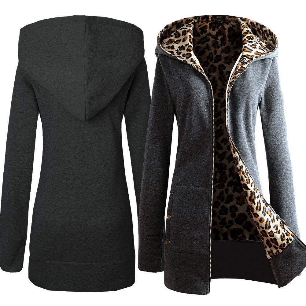 Street Wave Women Leopard Print Hoodie Jacket With Leopard Fleece Lining For Comfort