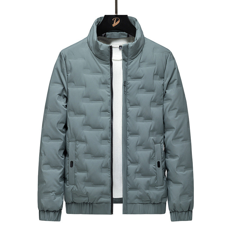 Street-Wave Men's Lightweight Down Jacket Relaxed Fit Stand Collar Hip Length