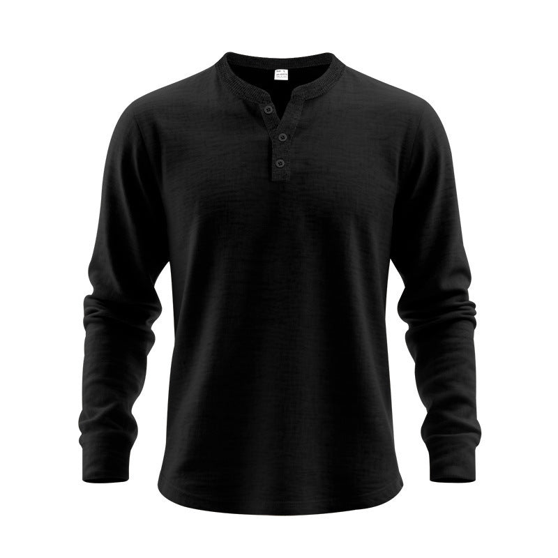Streetwave Men's Long Sleeve Henley Shirt With Button Placket Breathable Cotton Comfort