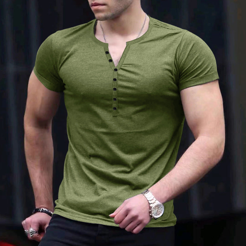 Street-Wave Men Henley T Shirt Slim Fit Soft Knit Everyday Style