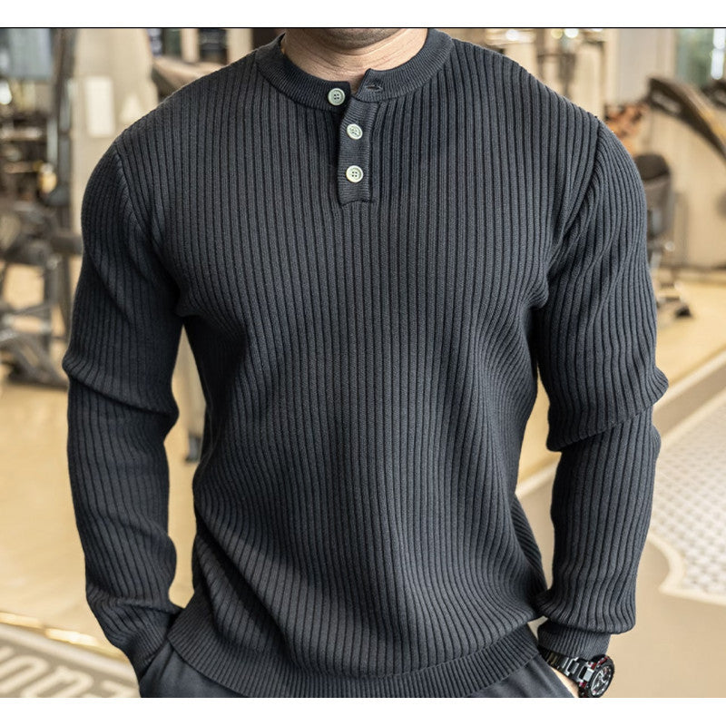 Street Wave Mens Premium Ribbed Knit Pullover With Structured Texture For Style Minded Men