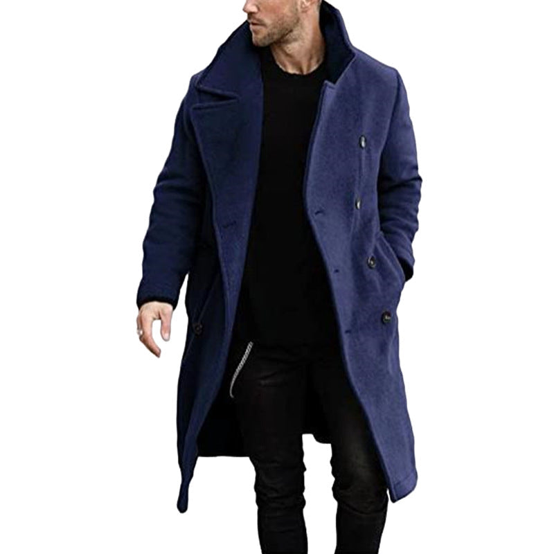 Streetwave Mens Trendy Wool Coat With Textured Surface And Practical Pockets For Urban Fashion