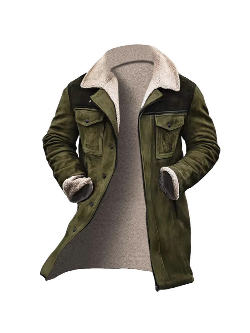 Street Wave Mens Suede Leather Jacket With Premium Warm Fleece Lining For Cold Weather All Winter