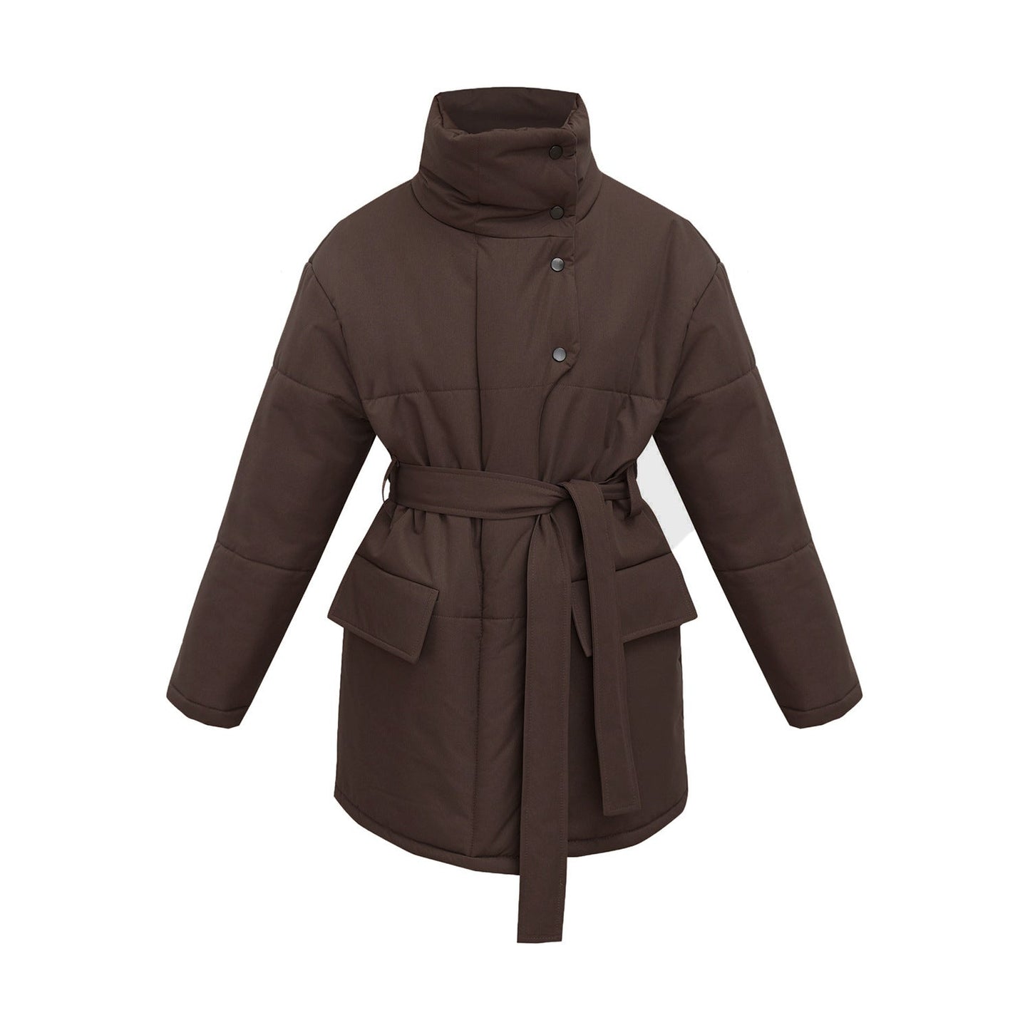 Street-wave Waterfall Coat for Women Knee Length All Season Elegance Belted Chic