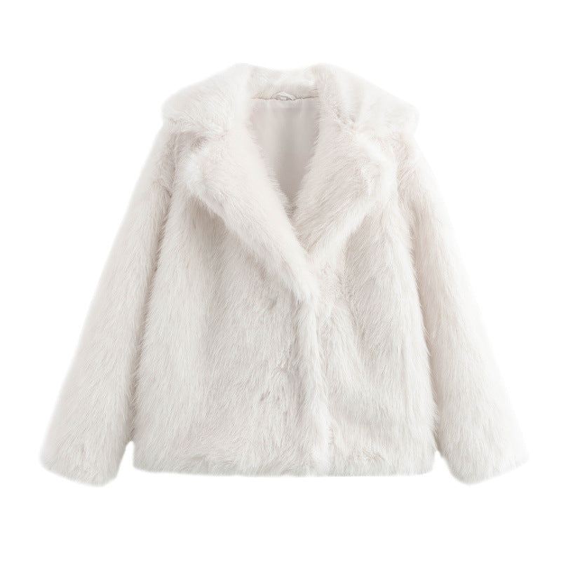 Street-wave Cozy Faux Fur Jacket For Women Plush Warm Luxury Outerwear For Cold Weather