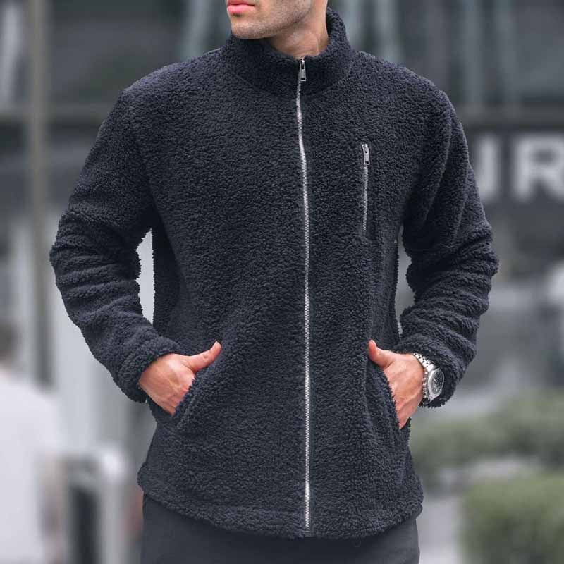 Street-Wave Men's Cozy Fleece Jacket With Zipper Soft Warmth, Comfortable Fit For Cold Weather