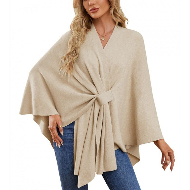Streetwave Wrap Coat With Knot Tie Front Elegant Draped Silhouette For Stylish Women