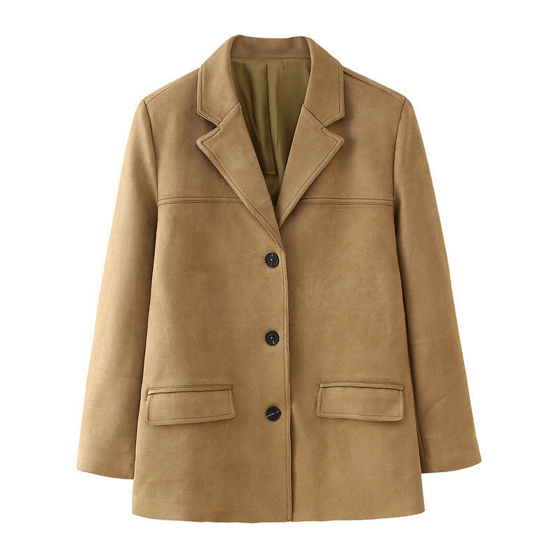 Street-wave Elegant Suede Blazer Jacket For Women Timeless Style And Comfortable Fit