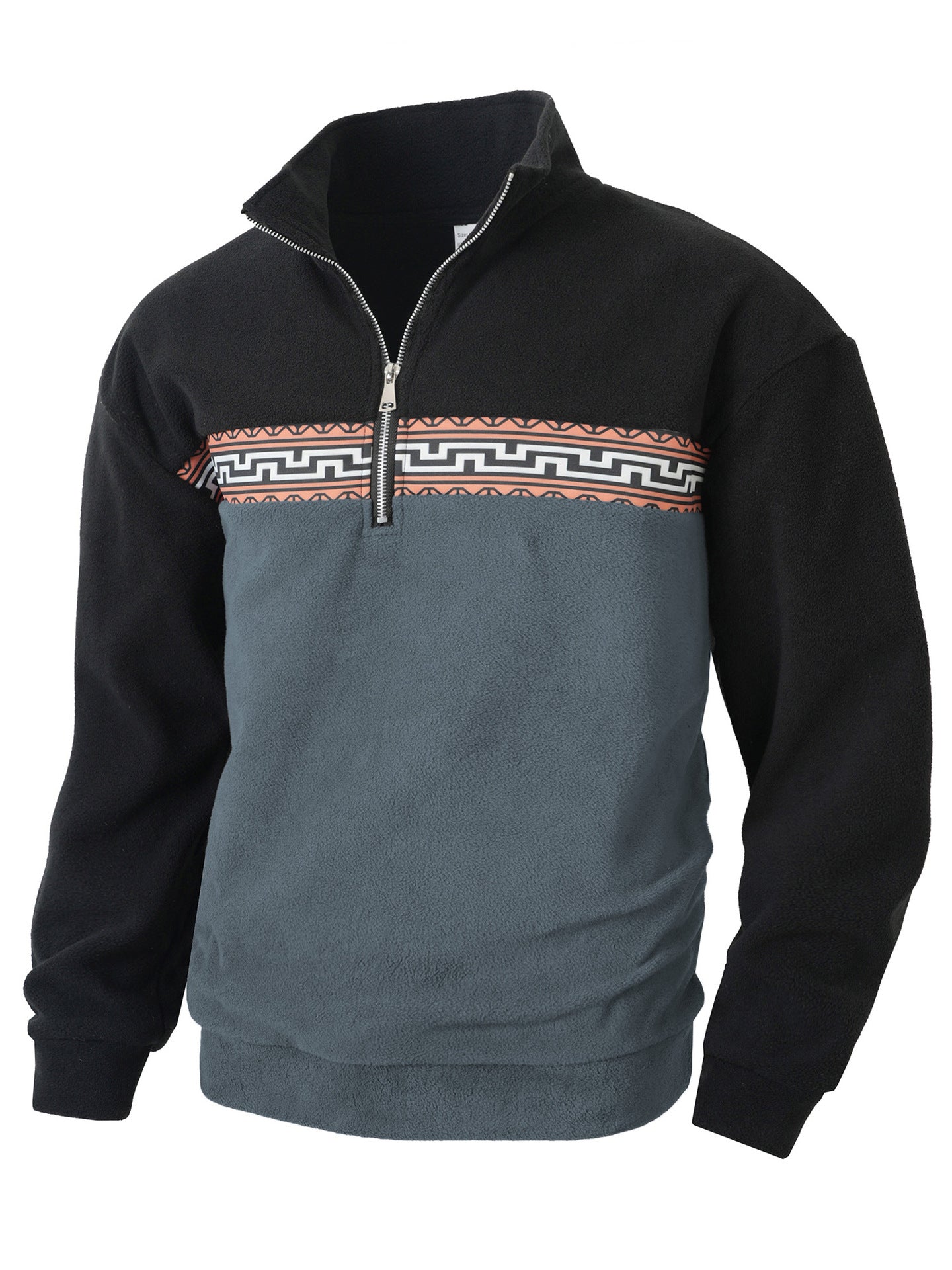 Men's Fleece Pullover With Stand Collar Street-wave Warm Cozy Comfort for Cold Days