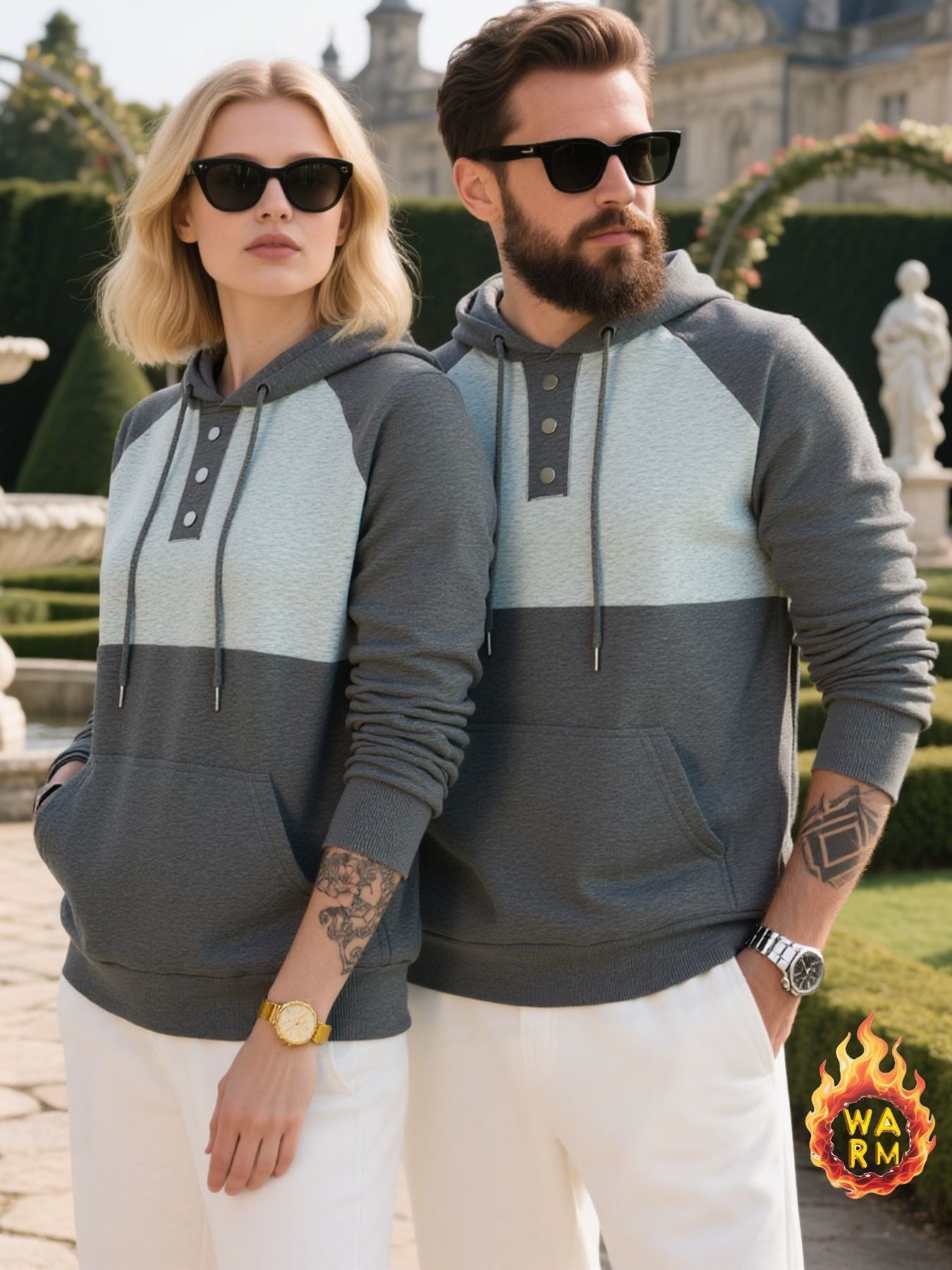 Mens Hoodie With Button Placket Street-wave Breathable Warm Comfort For Men Sporty Casual