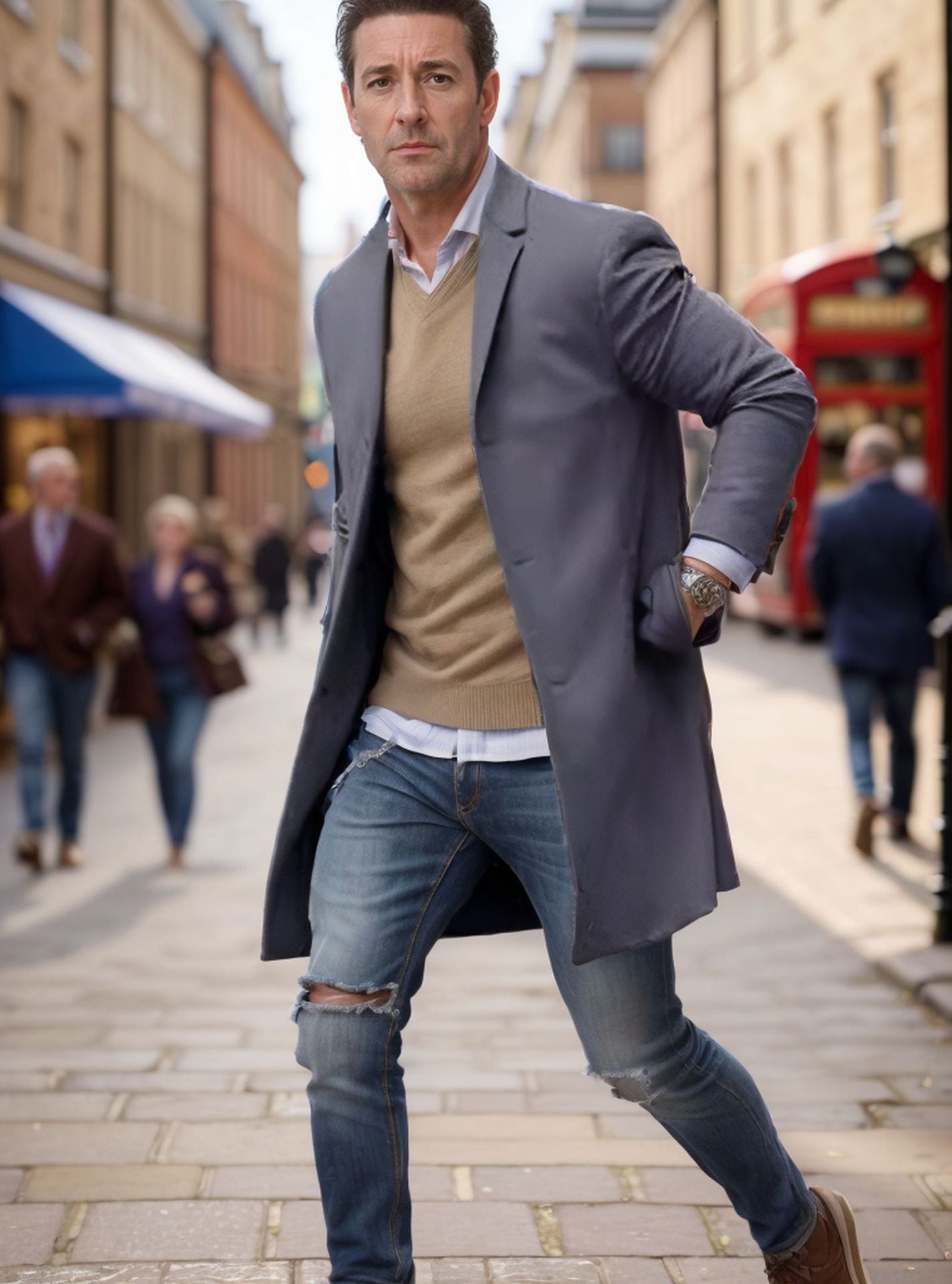 Mens Elegant Coat Street Wave With Premium Details For Men Warm Breathable Fabric