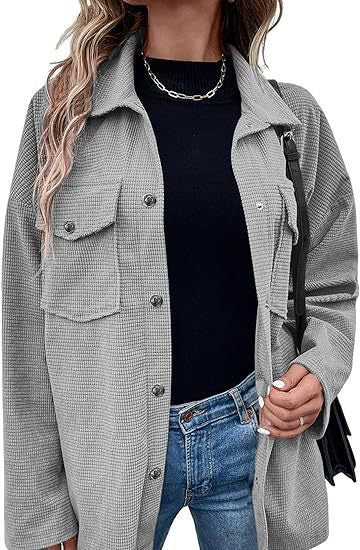 Streetwave Womens Comfortable Waffle Knit Blouse With Pockets For Women Casual Top