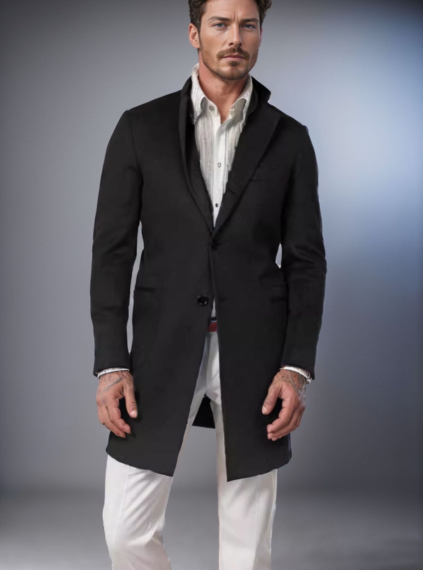 Streetwave Mens Elegant Long Coat In Soft Fabric For Stylish Comfort And Timeless Charm
