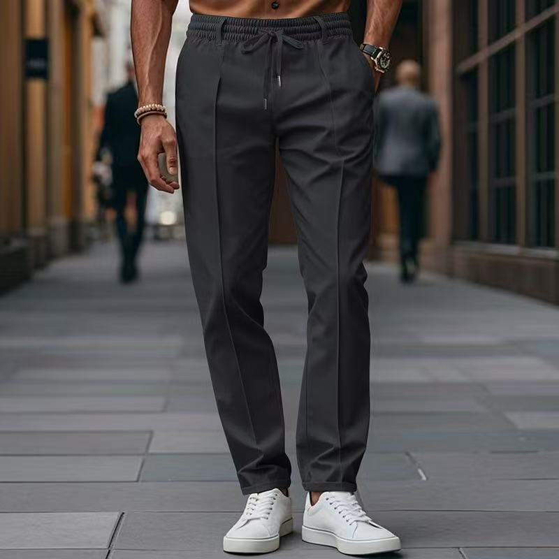 Street-Wave Men's Elegant Casual Trousers With Elastic Waistband And Side Pockets