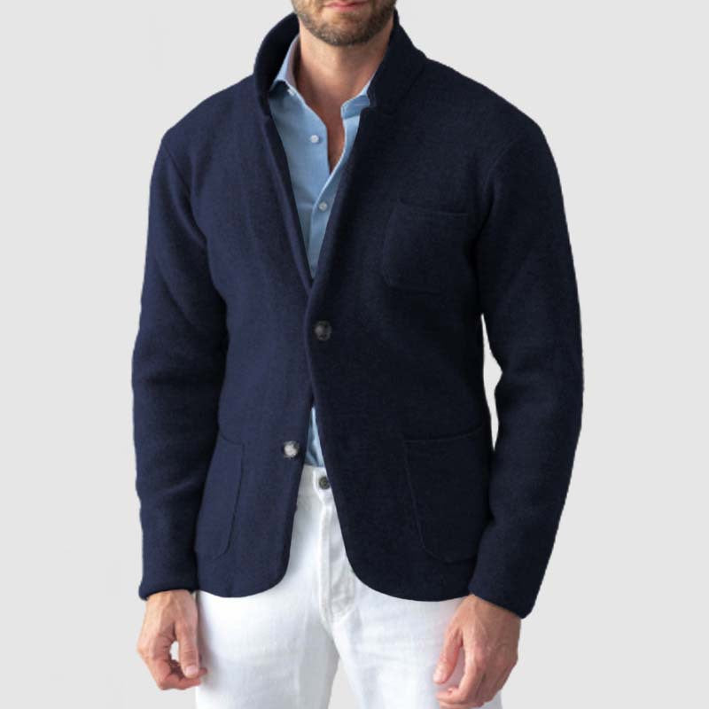 Nordisk-Flair Men's Knit Blazer Slim Fit Wool Blend Notched Lapel Casual Smart Style By Street-Wave