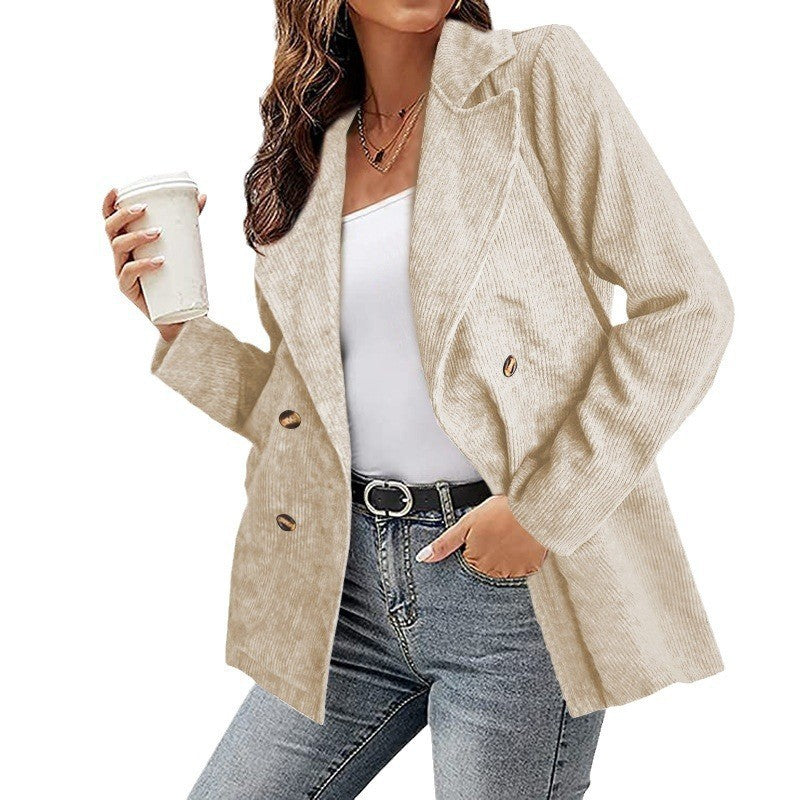 Street Wave Corduroy Blazer For Women With Relaxed Fit And Practical Pockets Versatile Office And Weekend Wear