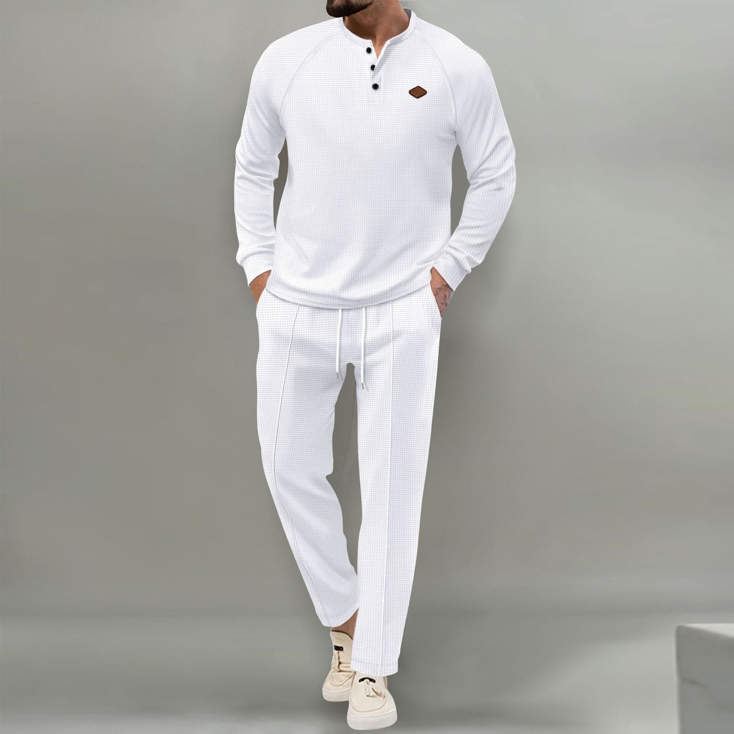 Street-Wave Mens Premium Lounge Set With Button Placket Top And Elegant Pocket Pants