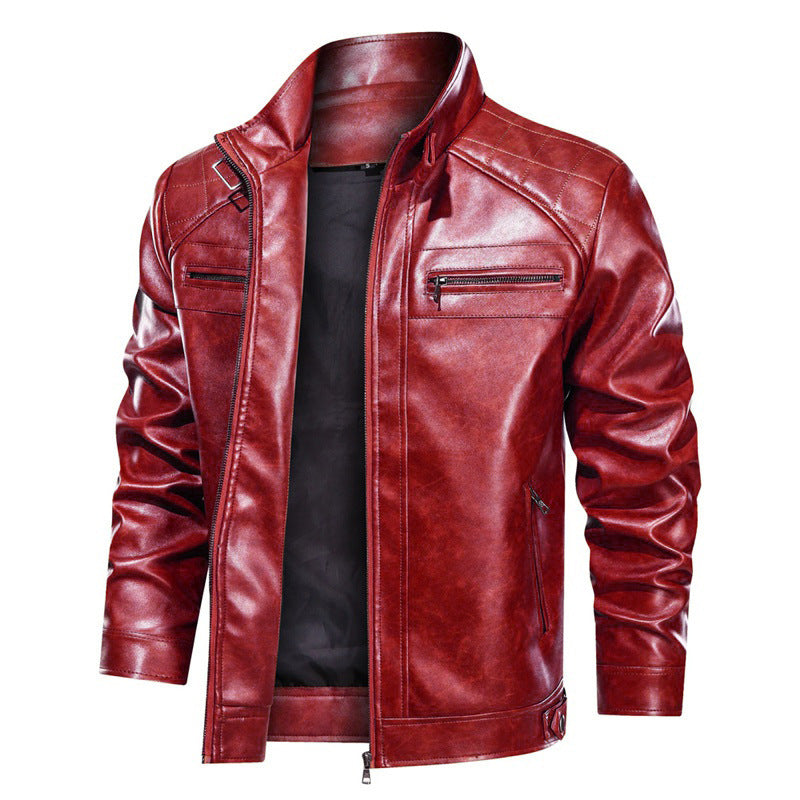Street Wave Mens Leather Motorcycle Jacket With Rugged Style And Practical Pockets For Adventurous Riders