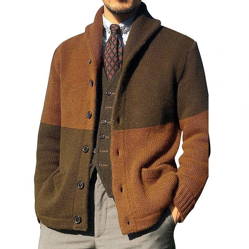Mens Color Block Knit Cardigan Streetwave Stylish Comfort For Modern Urban Men In Cold Weather