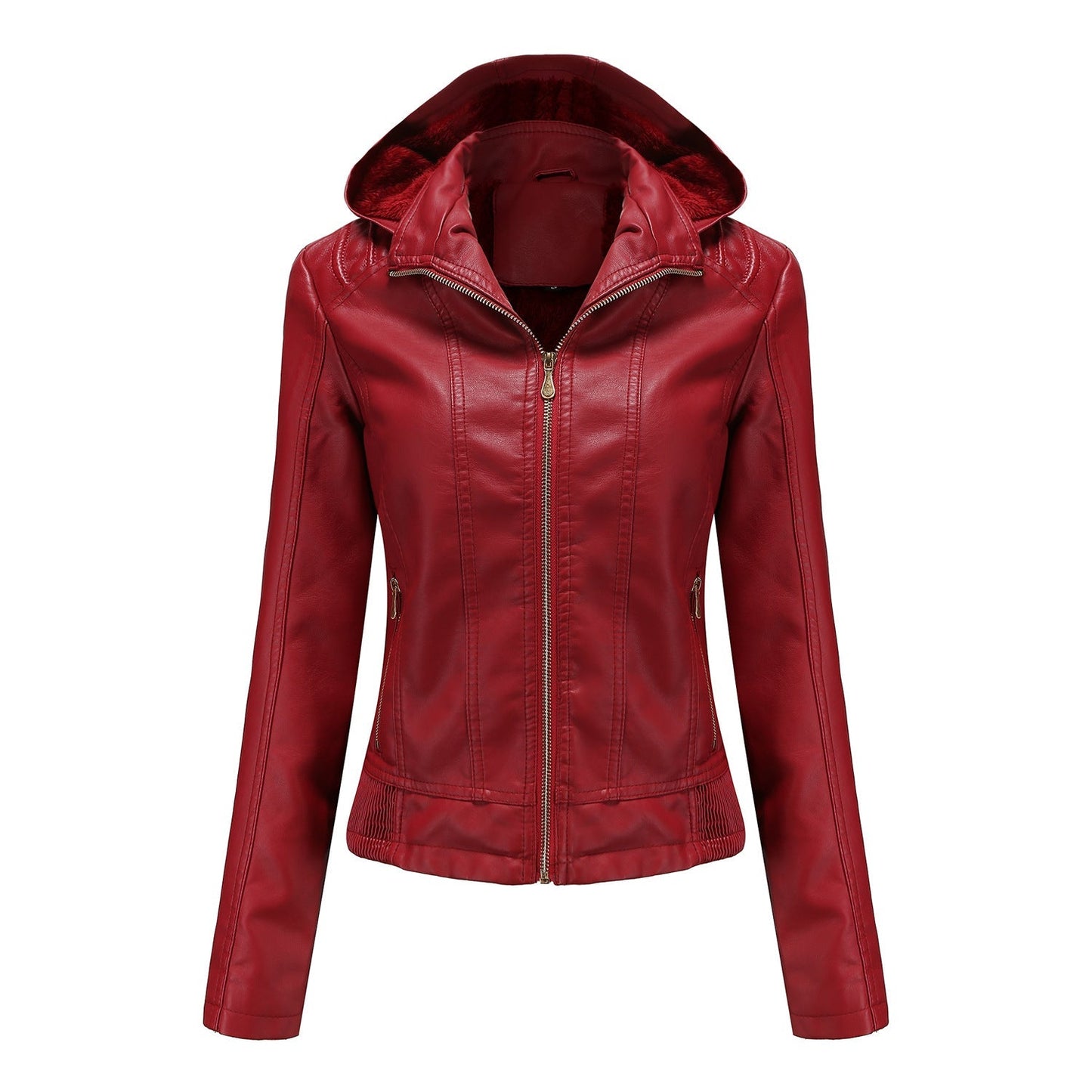Street-wave Womens Faux Leather Jacket With High Collar And Elastic Cuffs For Urban Chic Style