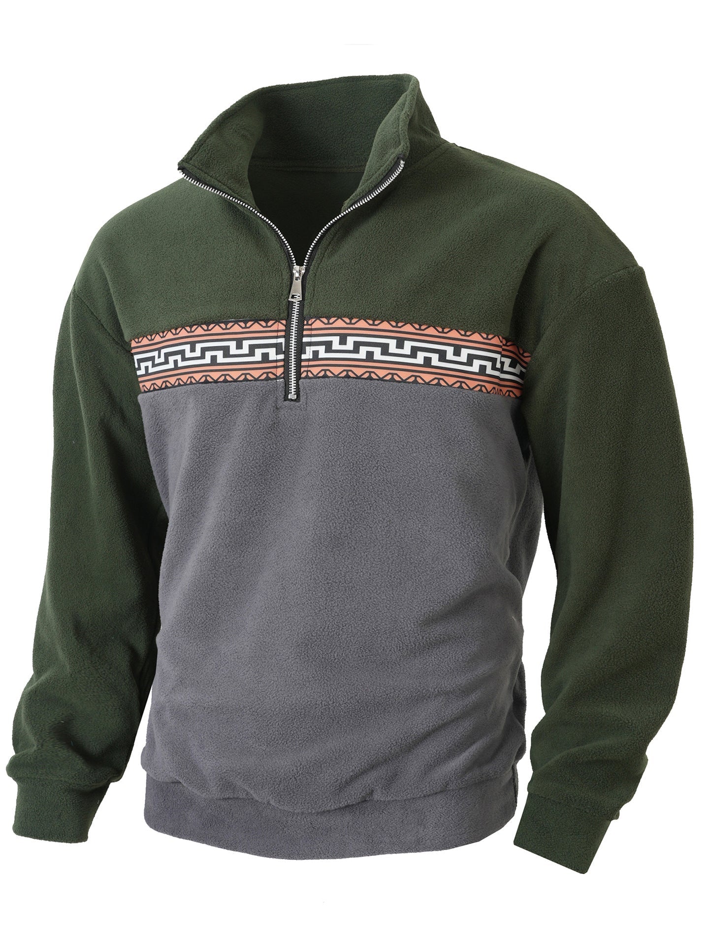 Men's Fleece Pullover With Stand Collar Street-wave Warm Cozy Comfort for Cold Days
