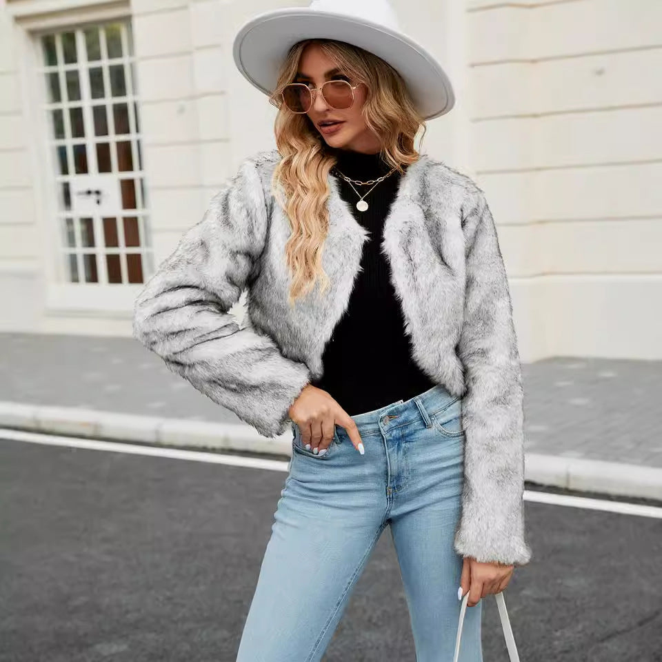 Street Wave Faux Fur Jacket For Style Conscious Women With Wide Silhouette And Fluffy Sleeves Luxurious Warmth