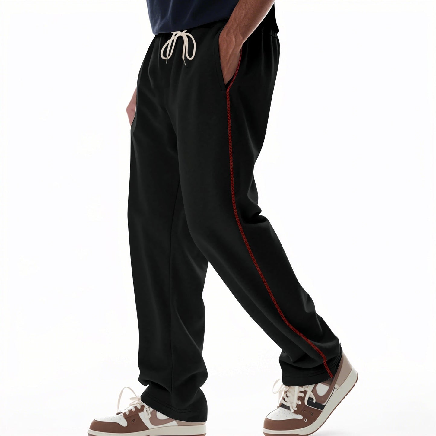 Men's Jogger Pants With Zip Pockets Street-Wave Drawstring Comfort For Everyday Wear