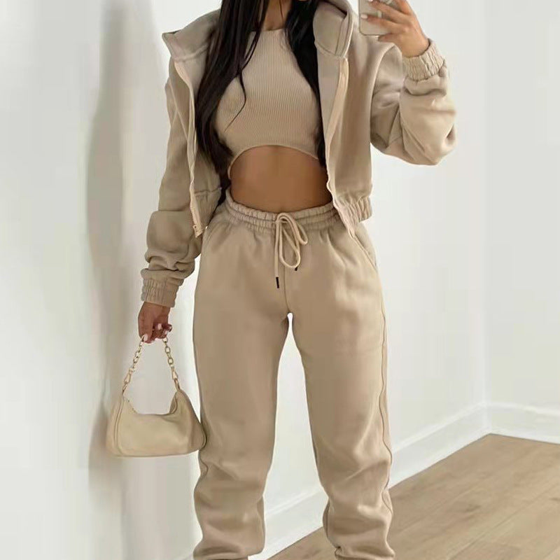 Street-wave Cozy Short-Top Lounge Set For Women Matching Joggers Trendy Comfort Everyday