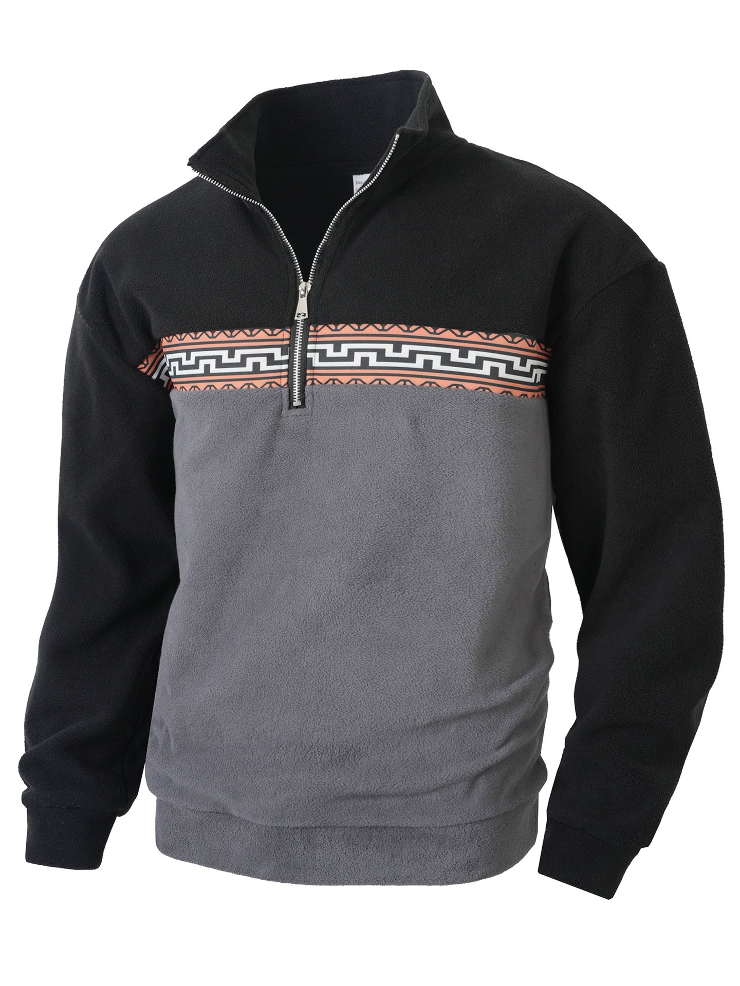 Men's Fleece Pullover With Stand Collar Street-wave Warm Cozy Comfort for Cold Days