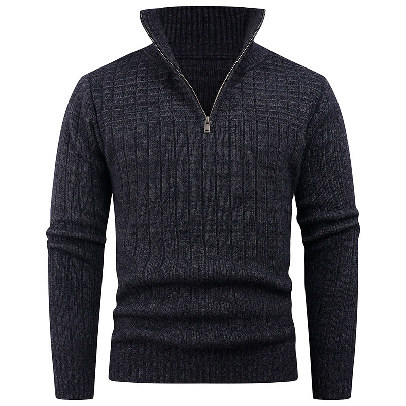 Mens Turtleneck Sweater With Rib Texture And Zip By Streetwave For Modern Casual Breathable Comfort