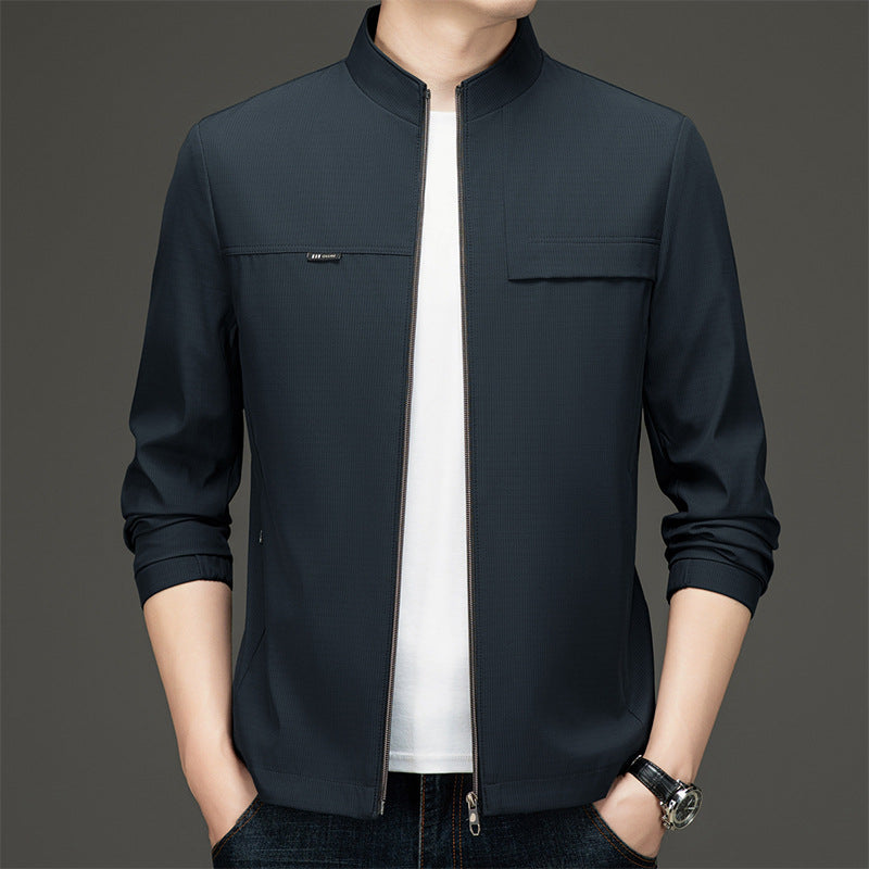 Street-wave Men's Transitional Jacket With Stand Collar Breathable Lightweight Outerwear
